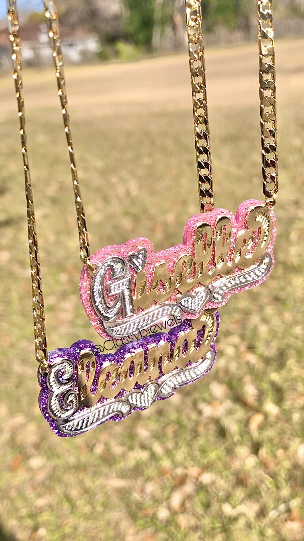 GLITTERED NAMEPLATE NECKLACE