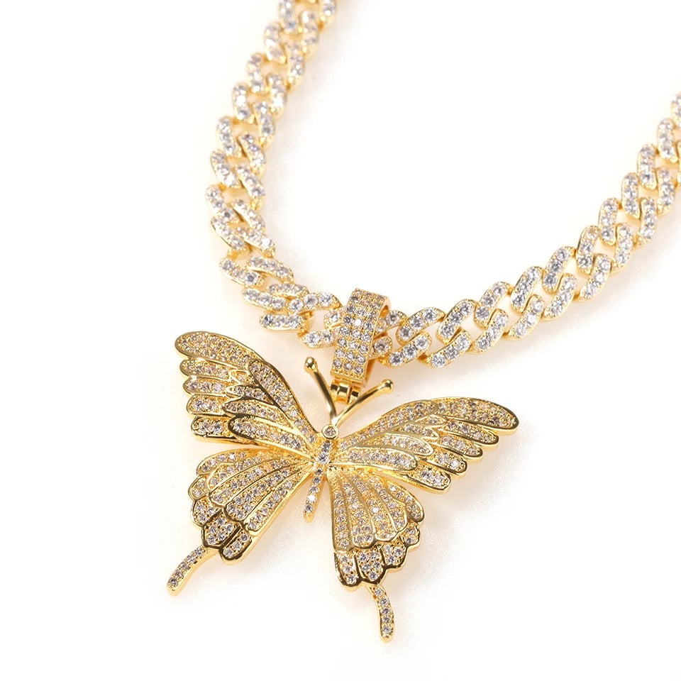 BUTTERFLY CUBAN LINK SET (GOLD)