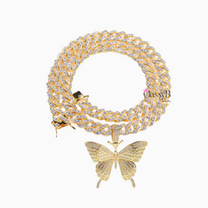 BUTTERFLY CUBAN LINK SET (GOLD)